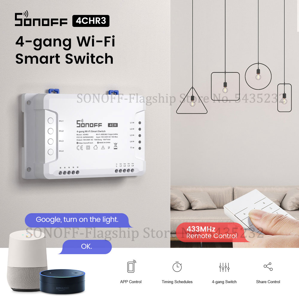 Smart Light Switch Wifi - Itead SONOFF 4CH R3 Wifi 무선