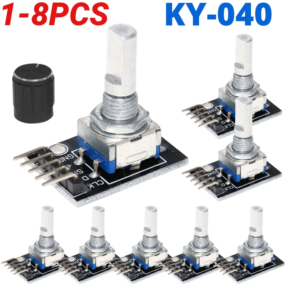 Sensor Kit Arduino - 1-8PCS KY-040 360도 로터리 엔코더 모듈(노브