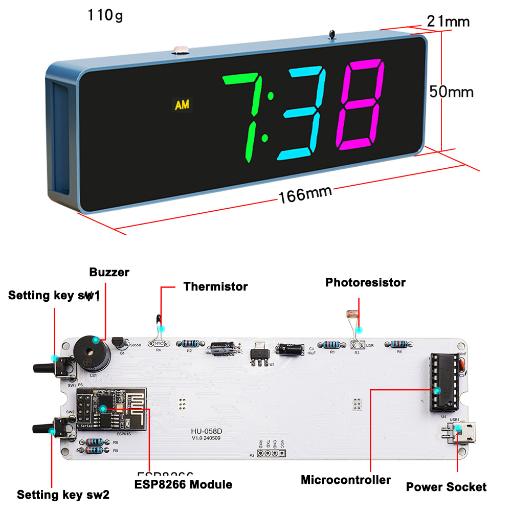 IoT 다채로운 와이파이 시계 키트, 지능형 전자 시계 - Electronics Project Kit 리뷰 및 가격