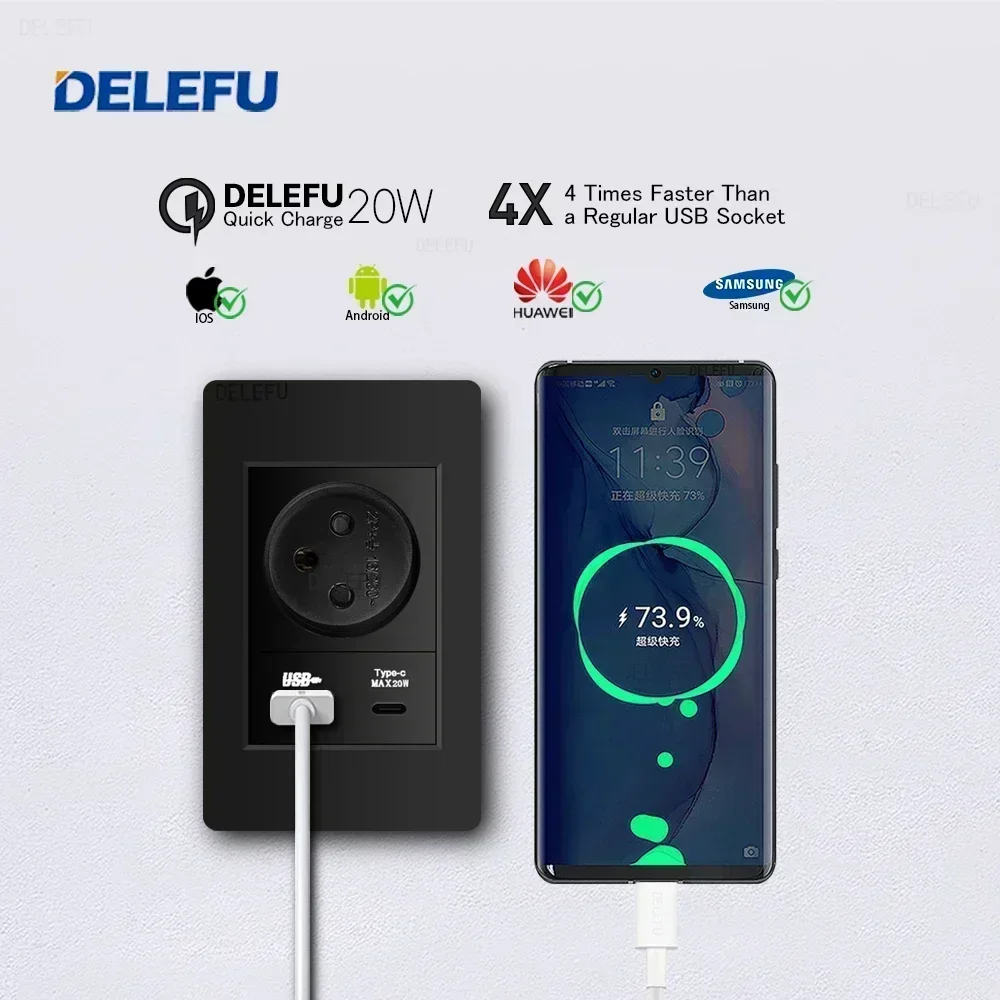 DELEFU 블랙 지연 PC 이스라엘 USB C 타입  - Smart Light Switch Wifi 리뷰 및 가격
