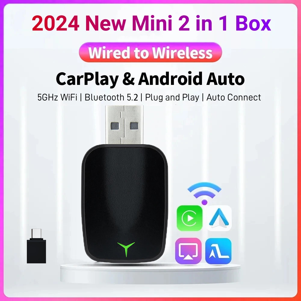 새로운 유선 무선 Carplay 안드로이드 2 In 1 - Wifi Smart Plug 리뷰 및 가격